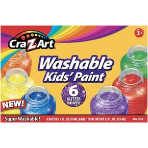 Cra-Z-Art Glitter Washable Kid's Paint 2oz 6 Color Set