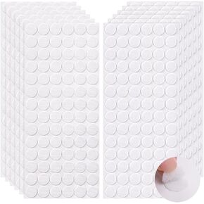 HTVRONT Self Adhesive Dots - 408pcs(204 Pairs) 0.59'' Diameter Round Sticky Dots, Hook & Loop with Adhesive, 15mm Nylon Back Coins, White Circle for Classroom, Office, Home (SG-MST-0002-US)
