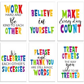FaCraft Classroom Decorations,12"x 18" Motivational Posters,6PCS Inspirational Positive Quotes Wall Art Poster for School,Home,Office,Library,Classroom Bulletin Board Decor