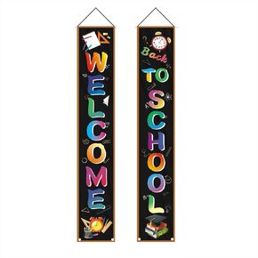 First Day of School Outdoor Indoor Welcome Back to School Banner Porch Sign Classroom Office School Hanging Decoration