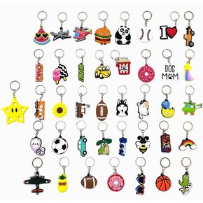 40PCS Cartoon Keychain Party Favors for Kids, Bulk Keychains for School Classroom Treasure Box Prizes, Goodie Bag Stuffers Supplies, Carnival prizes, Birthday Party Supplies Gift