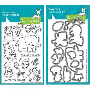 Lawn Fawn Critters in the Jungle Stamp and Die Bundle - Two Items