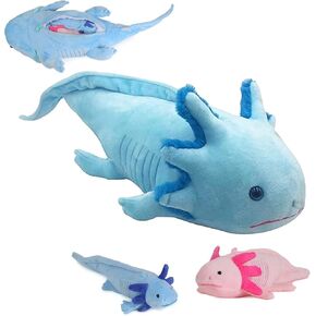 Simulation Blue Axolotl Plush Toy, Axolotl Stuffed Animal Plush Soft Zippered Blue Axolotl Set, Kids Gift, Adorable Room Decor…
