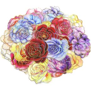 Large Flower Stickers 60pcs, Vintage Aesthetic Floral Stickers Waterproof for Adult Scrapbooking Craft Card Decorative Sticker