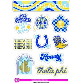 Theta Phi Alpha Sticker Sheet - Western Design Vinyl Sorority Stickers with Officially Licensed Designs, Removable Adhesive, 10 Stickers per Sheet, by Sorority Shop