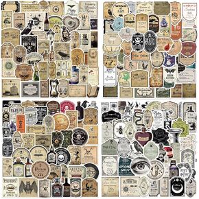 200 PCS PORTION LABELS للزجاجات ، ملصقات مقاومة للماء ، ملصقات زجاجة نبيذ عتيقة لـ Junk Journal DIY SCRABKING