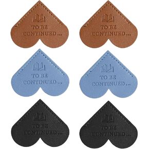 6 Pcs Cute Heart Corner Bookmark Cute Corner Page Book Marks Leather Heart Bookmarks for Men, Women, School Office Home Supplies Funny Book Lovers Keep Reading Reminder (Heart)