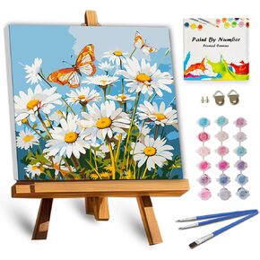 TOCARE Framed Paint by Numbers Kit for Adults Beginner & Kids Ages 8-12, Golden Retriever Paint by Number Framed,Dog Adult Paint by Number Kits on Canvas Framed (10x10 Inch, Without Easel)
