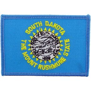 South Dakota State Flag Rectangle Embroidered Patch, with Iron-On Adhesive
