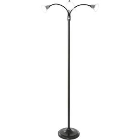 3-Head Floor Lamp - Energy-Efficient Lamp with Adjustable Arms - Reading Light for Working, Crafting, Sewing, or Homework by Lavish Home (Black)