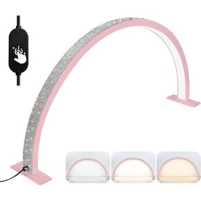 Large Half Moon Light for Nail Desk, 34W Professionals Led Moon Light, 3 Mode Lighting for Manicure Technician (Pink)