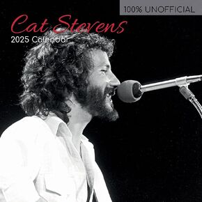 2025 Square Wall Calendar - Cat Stevens 12 x 12 Inch Monthly View, 16-Month, Icons Theme, Includes 180 Reminder Stickers
