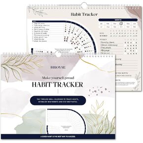 Habit Tracker Calendar (Undated 12 Months) - Daily Habit Tracker Jounal with Spiral Binding & Hanger - Goal Tracker - Motivational Monthly Habit Calendar - Productivity Tool and Workout Calendar - 8.3" x 11.2" (A4 Size)