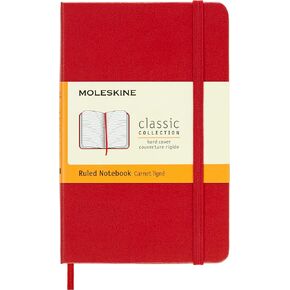 Moleskine Classic Notebook ، غطاء صلب ، جيب (3.5 "× 5.5") محكم/مبطن ، قرمزي Red ، 192 صفحة