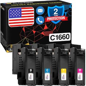 Cartlee Compatible Toner Cartridges Replacement for Dell C1660, C1660W, C1660cnw, 1660, 1660w, 1660cnw 4G9HP High Yield Laser Printers Ink (1 Black, 1 Cyan, 1 Magenta, 1 Yellow)