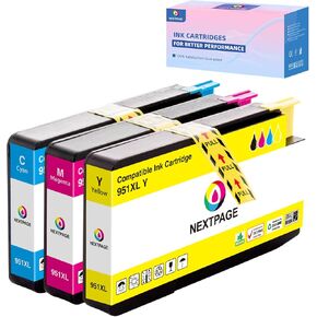 951 Cyan, Magenta, Yellow Ink Cartridges 3 Pack Replacment for HP 951xl Ink Cartridges for HP Printers OfficeJet Pro 8100 8110 8600 8610 8615 8616 8620 8625 Color Ink