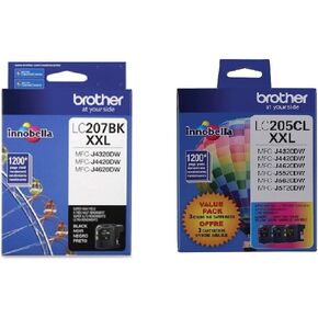Brother LC207 Black Ink Cartridge with Super High Yield Color Cartridge Set