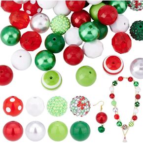 PH PandaHall 50pcs Chunk Beads 20mm Bubblegum Beads Mermaids Pen Beads Large Rhinestone Pearl Loose Beads Round Spacer Beads for Jewelry Bracelet Necklace Pen Bag Chain Making Crafts Supplies