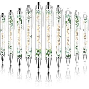 Ctosree 50 Pcs Baby Shower Ballpoint Pens Bulk Party Favors Gift for Guests, Green Woodland Neutral Gender Reveal Favors, Black Ink Pens, Baby Shower Prizes Souvenirs Bags Stuffer School Supply