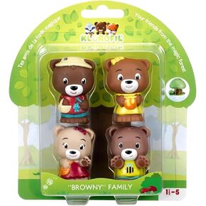 Timber Tots: Browny Family - 4 Character Set, Bear Toy Figurines, 1.75-2" Animal Miniatures w/Unique Details, Nature Playset, Kids & Toddlers 18Mo+