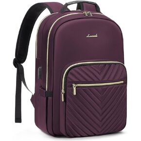 LOVEVOOK Laptop Backpack for Women 17.3 inch,Cute Womens Travel Backpack Purse,Professional Laptop Computer Bag,Waterproof Work Business College Teacher Bag Carry on Backpack with USB Port,Deep Purple
