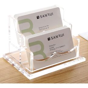 Business Card Holder Display for Desk, Clear Acrylic Cards Stand for Women and Men 12 Slots 4 Tier 1 Pack (12slots)…