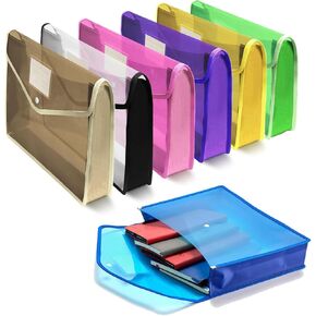 7 Pack Plastic File Folders, B4 Plastic File Folders Waterproof Transparent Expandable File Folder, Plastic File Folders, Portable Large Capacity B4 File Wallet for Office/Business/School