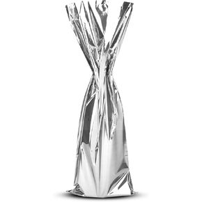 MT Products Silver Metallic Mylar Wine Gift Bags 6.5" x 18" - Great for wine Pull - Pack of 25
