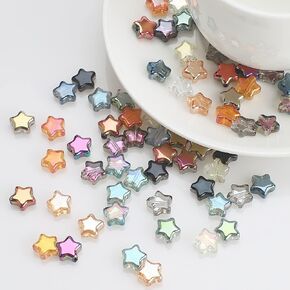 100 Pcs Star Beads Glass Star Shape Plated Spacer Beads Star Pony Beads for DIY Craft Jewelry Making Bracelet Necklace 8mm