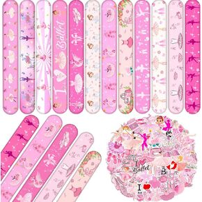 Ballerina صفعة الأساور والملصقات - 24 PCS Pink و 50 PCS و Princess Party Supplies لحفل رقص الباليه