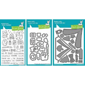 Lawn Fawn - S'More The Merrier Stamp and Die Set + Build-A-Campsite - 3 Item Bundle