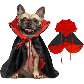Dog Halloween Costume, Funny Dog Vampire Costume with Stand-Up Collar, Halloween Costumes for Dogs Cat Pet Puppy Cloak Cape Halloween Cosplay Party, Black and Red, Large