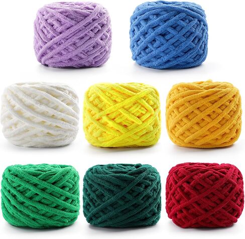 8 Pack Chunky Chenille Yarn for Crocheting - 592 Yards Soft Baby Blanket Yarn - Plush Fluffy Yarn for Knitting Crafts, Amigurumi - Beginner Yarn 28 Oz/800 G (Pack A) in Saudi Arabia