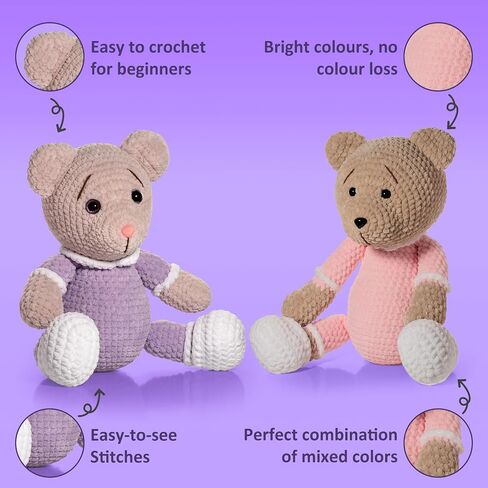8 Pack Chunky Chenille Yarn for Crocheting - 592 Yards Soft Baby Blanket Yarn - Plush Fluffy Yarn for Knitting Crafts, Amigurumi - Beginner Yarn 28 Oz/800 G (Pack A) in Saudi Arabia