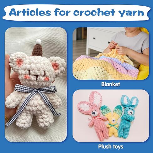 8 Pack Chunky Chenille Yarn for Crocheting - 592 Yards Soft Baby Blanket Yarn - Plush Fluffy Yarn for Knitting Crafts, Amigurumi - Beginner Yarn 28 Oz/800 G (Pack A) in Saudi Arabia