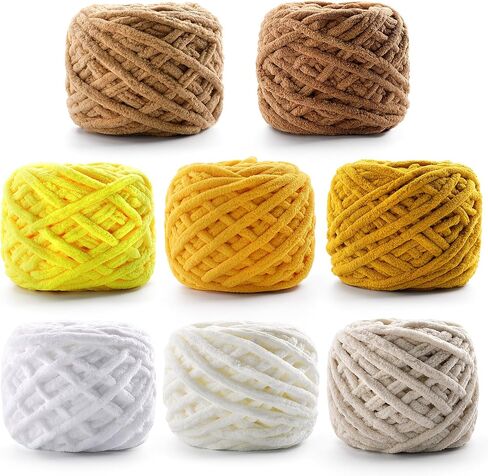 8 Pack Chunky Chenille Yarn for Crocheting - 592 Yards Soft Baby Blanket Yarn - Plush Fluffy Yarn for Knitting Crafts, Amigurumi - Beginner Yarn 28 Oz/800 G (Pack A) in Saudi Arabia