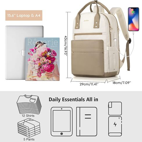 YAMTION Laptop Backpack for Women Bookbag School Backpack with Charger,Aesthetic Computer Backpacks for High School Teen Girls Office College Students Nursing Work,Mochila Mujer,Beige in Saudi Arabia