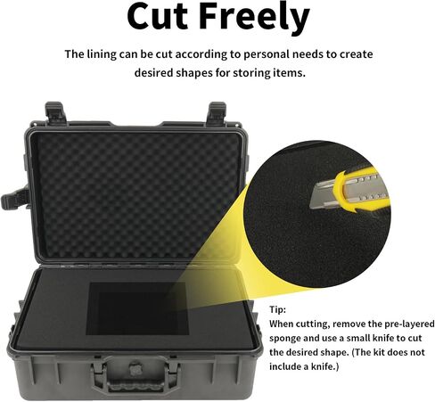 Portable Hard Case - Waterproof Carrying Case,with DIY Foam,Large,18.4x 12.6 x 6.3 inch in Kuwait