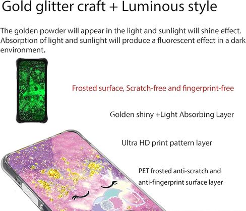 jioeuinly Pinwheel Slim 5 Kids Smartphone Case Compatible with Blu G91s Phone Case Cover [with Tempered Glass Screen Protector][Hard PC + Soft Silicone][Gold Glitter+Luminous] JSF-DJS in Kuwait