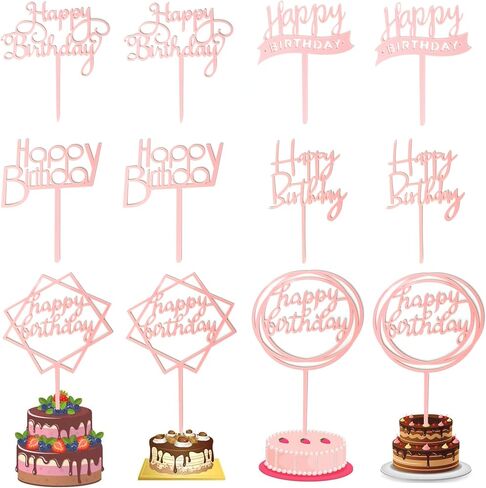 24 حزمة متعددة الألوان كعكة عيد ميلاد مجموعة Topper ، Glitter كعكة بونتينج ديكور كعكة عيد ميلاد يختار ديكورات الحفلات لوازم (كلاسيكية) in Kuwait