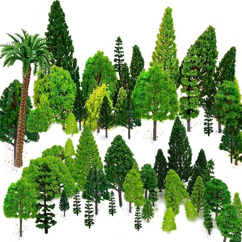 29pcs Mixed Model Trees, 1.5-4.8 inch(4-12 cm), OrgMemory Fruit Trees, Ho Scale Trees, Model Train Scenery, Architecture Trees, Flower Trees with No Bases in Saudi Arabia