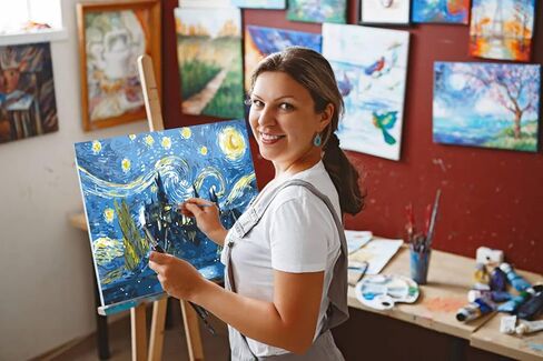 TOCARE Beach Paint by Numbers Kit for Adults Beginner,Travel Beach Paint by Number Canvas,Simple Oil Adults' Paint-by-Number Kit Palm Tree Sea for Home Wall Decor 16x20inch in Kuwait