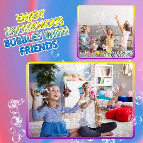 Party Bubbles for Kids - (Bulk Pack of 24) 2-oz Bubbles Bulk Solution with Bubble Wands Assorted Neon Colors for Outdoor Toys Summer Games, Birthday Kids Party Favors, & Goodie Bags Stuffers for Kids in Saudi Arabia