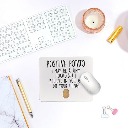QIYUHOY Funny Positive Potato Mouse Pads, Emotional Support Potato Mousepad for Computers Laptop Office,9.5×7.9 Inch Non-Slip Rubber Base Square Mouse Pads,Mental Health Awareness Gifts in Saudi Arabia