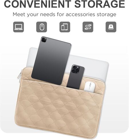 RAINYEAR Puffy Laptop Sleeve 15/16 Inch Protective Lightweight Laptop Bag Compatible with 16 Inch MacBook Pro/Max M3 M2 M1 2024 2023 2022, 15" MacBook Air/Pro 15 Inch Chormebook Notebook, Black in Kuwait