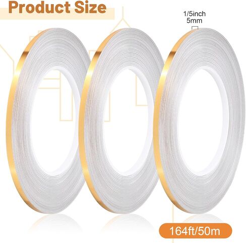 Zonon 3 Rolls Gold Washi Tape 54.7 Yard Solid Foil Self Adhesive Tape Polyester Film Metallic Tape for Detailing Accent Graphic Arts for Crafts Walls Cars and Boats Trim(0.2'') in Saudi Arabia
