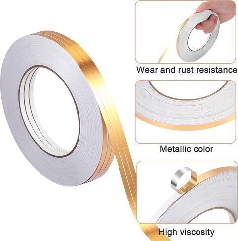 Zonon 3 Rolls Gold Washi Tape 54.7 Yard Solid Foil Self Adhesive Tape Polyester Film Metallic Tape for Detailing Accent Graphic Arts for Crafts Walls Cars and Boats Trim(0.2'') in Saudi Arabia