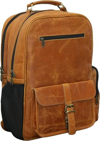 Genuine Leather 15.6" Laptop Bag Backpack Rucksack Shoulder Travel Daypack (Tan Brown) in Saudi Arabia