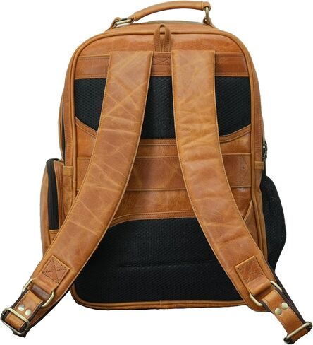 Genuine Leather 15.6" Laptop Bag Backpack Rucksack Shoulder Travel Daypack (Tan Brown) in Saudi Arabia