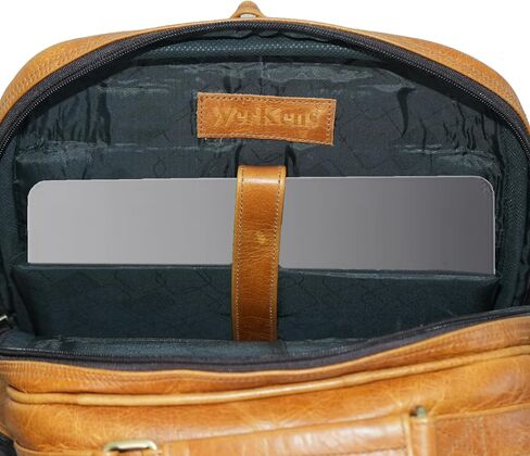 Genuine Leather 15.6" Laptop Bag Backpack Rucksack Shoulder Travel Daypack (Tan Brown) in Saudi Arabia